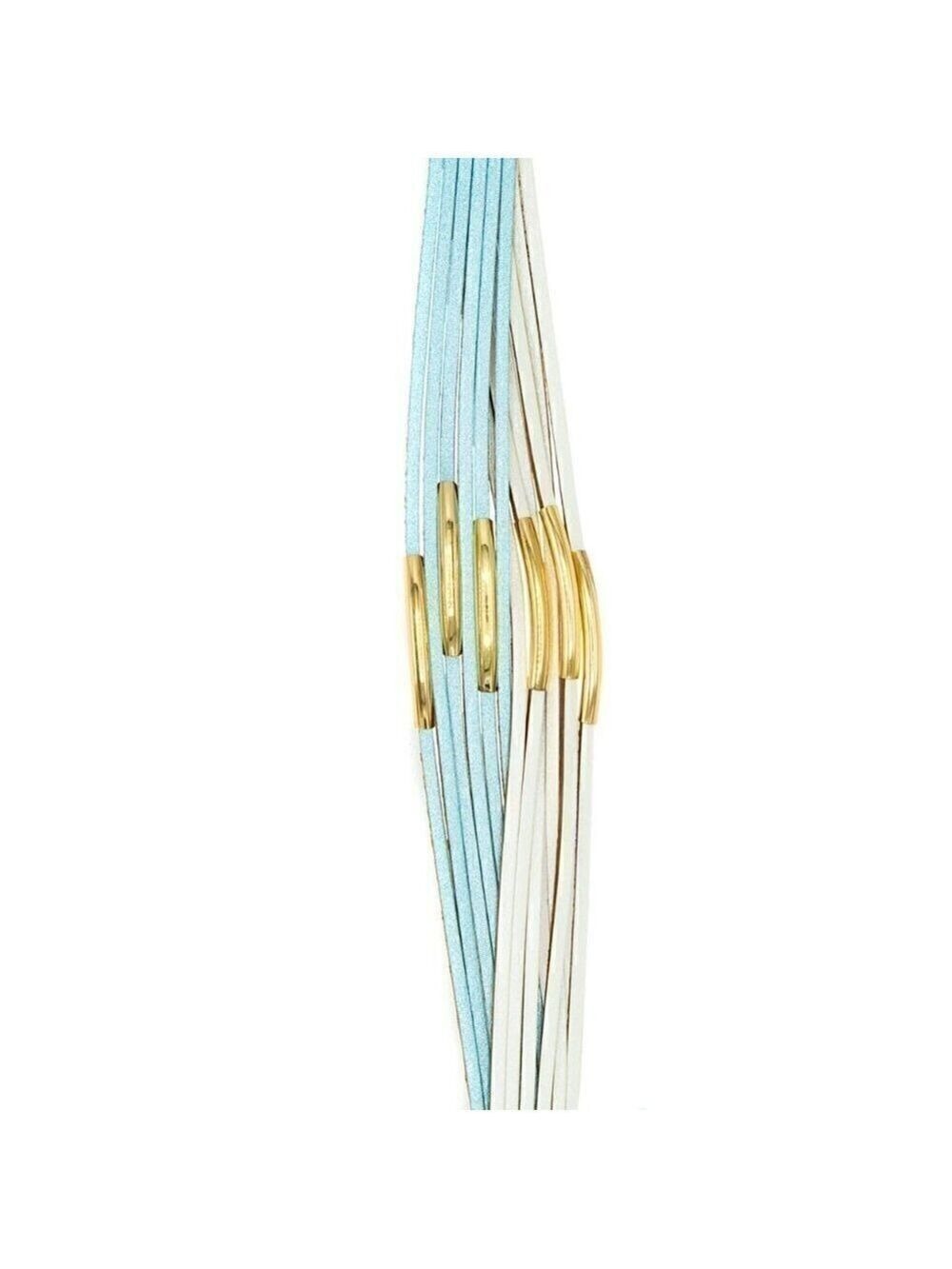 Teal and White Vegan Leather Stack bracelet - Picture 4 of 4